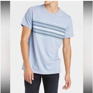 NWT Goodfellow Medium Standard Foggy Blue Striped Crewneck Short Sleeve Shirt